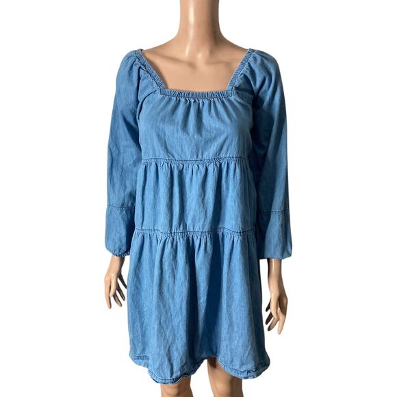 MPH Collection Dress Womens Small Tiered Denim Medium Wash - Picture 1 of 11